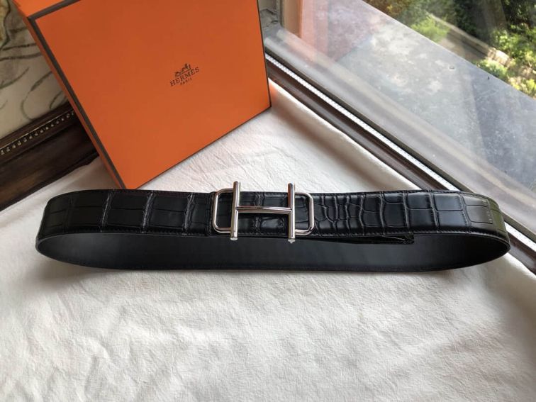 Hermes Leather Crocodile Men Belts