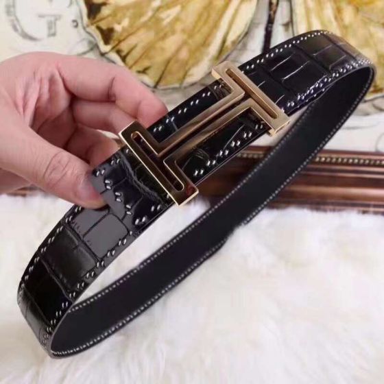 Hermes Leather Crocodile 38mm Men Belts