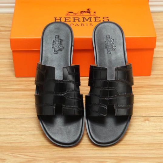 Hermes 2018 Leather Men Slippers