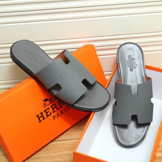 Hermes 2018 Leather Men Slippers