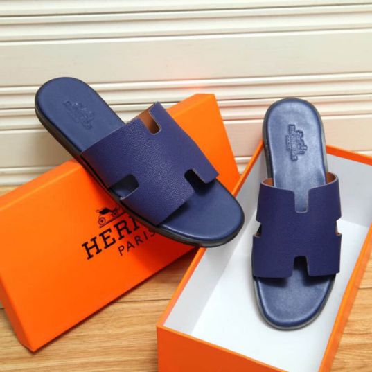 Hermes 2018 Leather Men Slippers