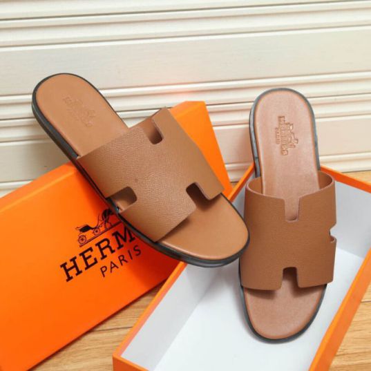 Hermes 2018 Leather Men Slippers