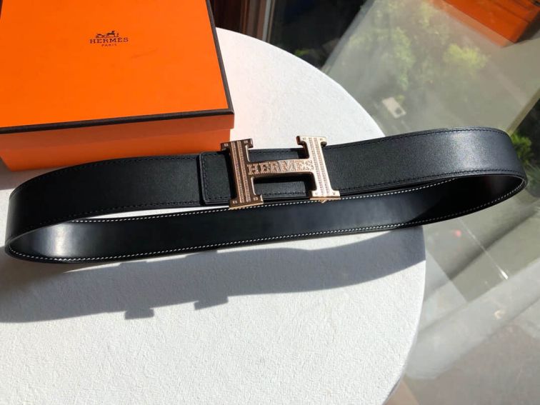 Hermes 38mm H logo Leather Reversible Men Belts