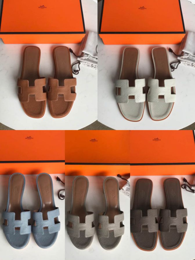 Hermes 2018 togo Leather Women Slippers