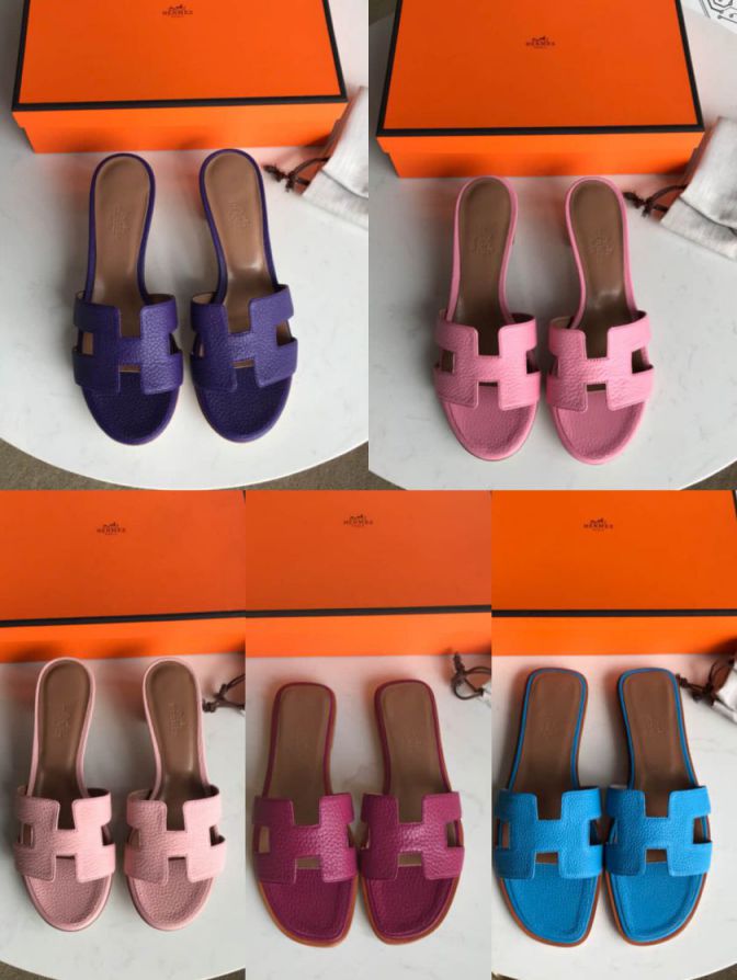 Hermes 2018 togo Leather Women Slippers