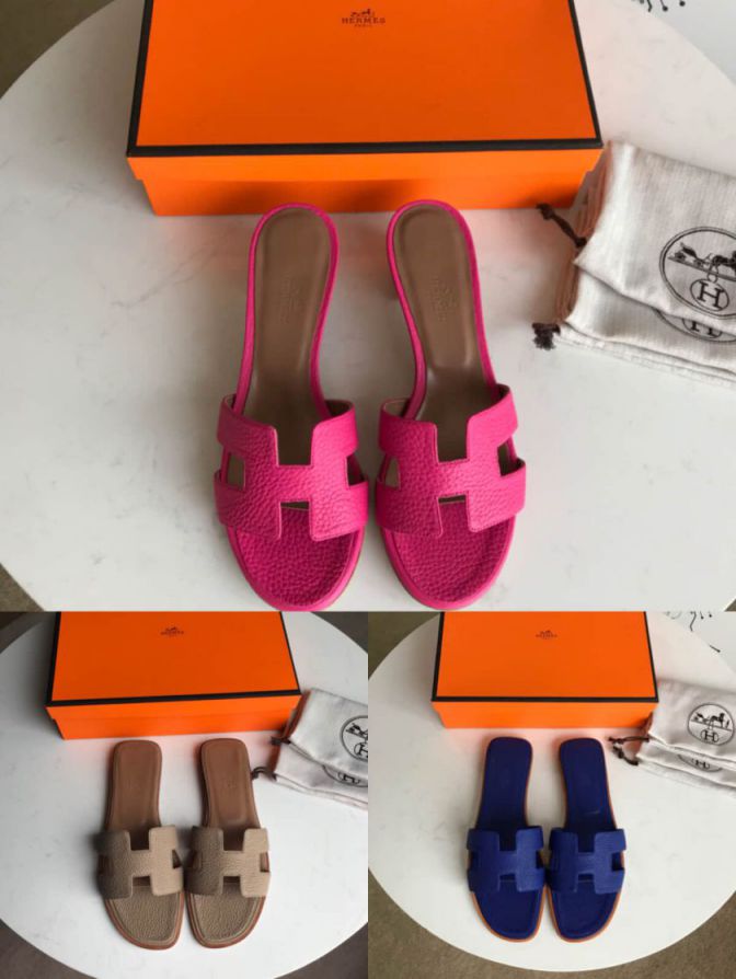 Hermes 2018 togo Leather Women Slippers