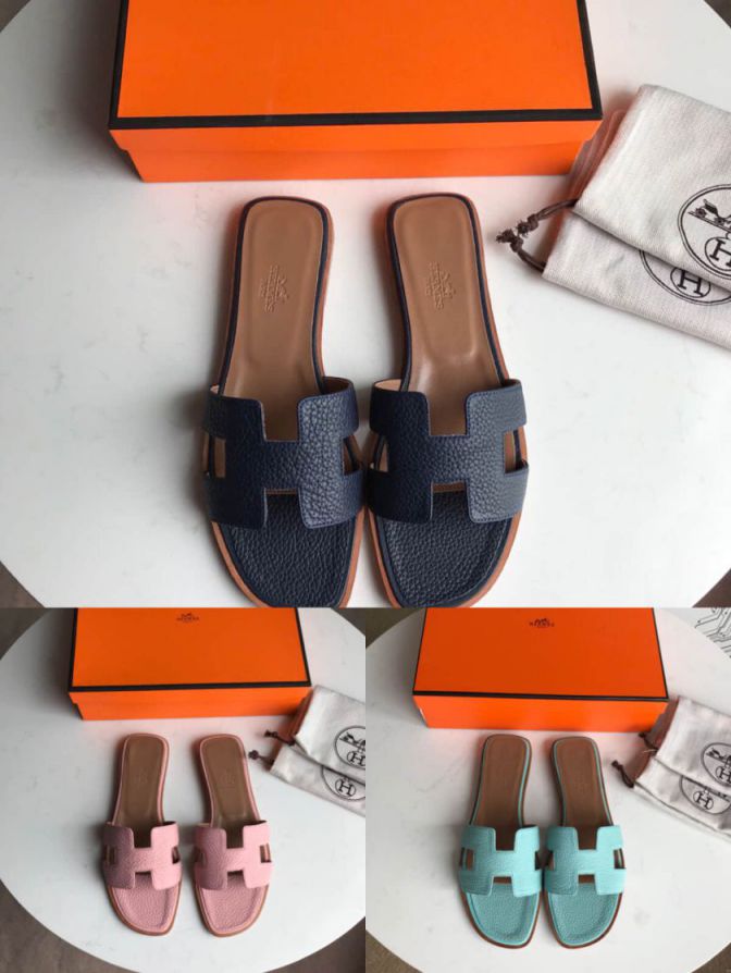 Hermes 2018 togo Leather Women Slippers