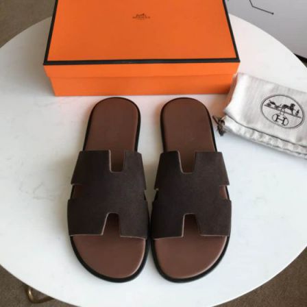 Hermes 2018 Leather Men Slippers