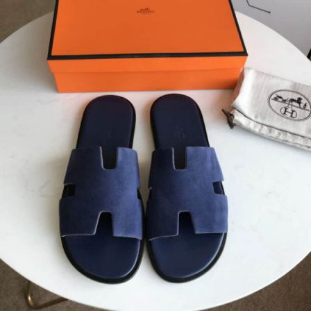 Hermes 2018 Leather Men Slippers