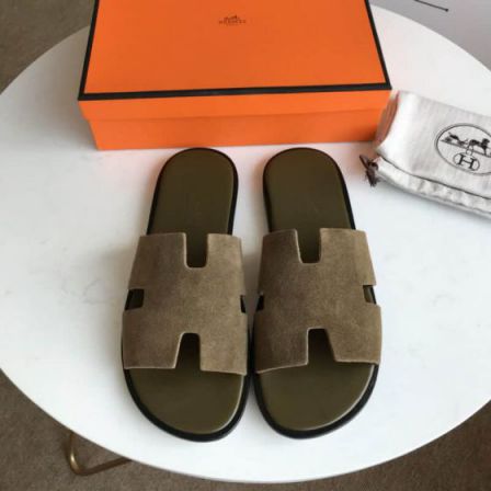 Hermes 2018 Leather Men Slippers