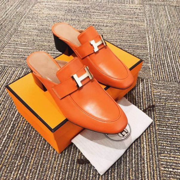 Hermes 2018 Leather Mule Women Shoes