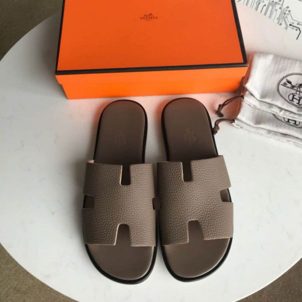 Hermes 2018 Leather Men Slippers