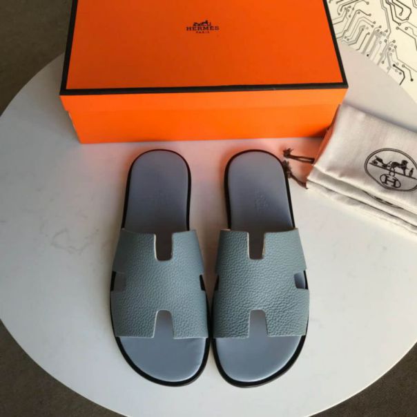 Hermes 2018 Leather Men Slippers