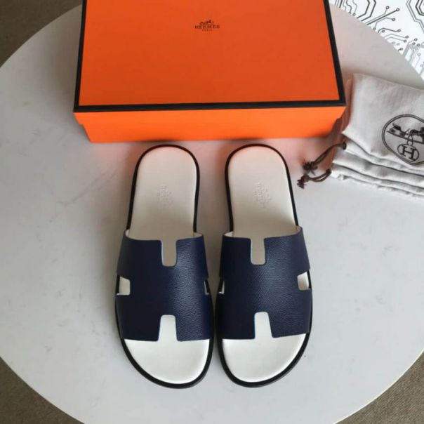 Hermes 2018 Leather Men Slippers