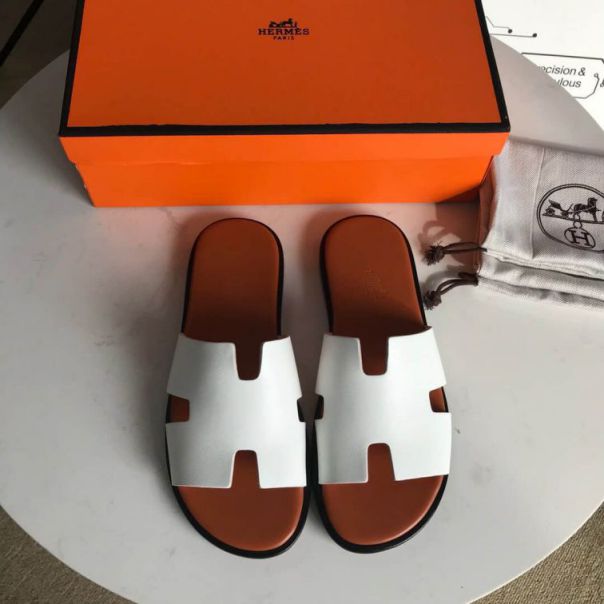 Hermes 2018 Leather Men Slippers