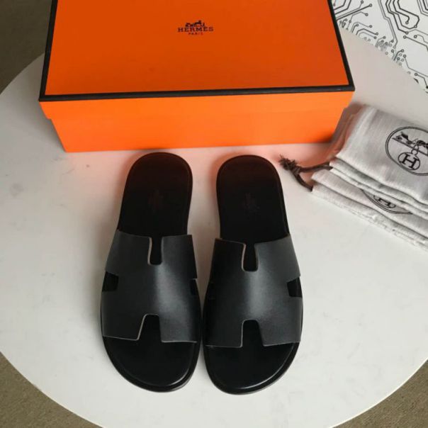 Hermes 2018 Leather Men Slippers