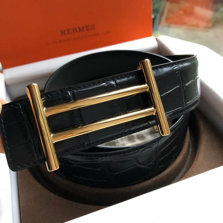 Hermes Leather Crocodile 38mm Men Belts