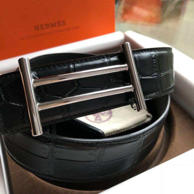 Hermes Leather Crocodile 38mm Men Belts