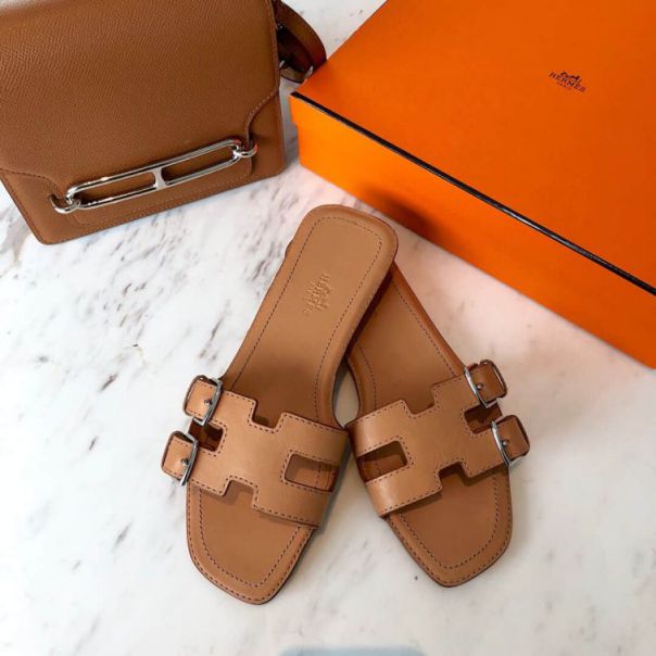 Hermes On my way Leather Women Slippers