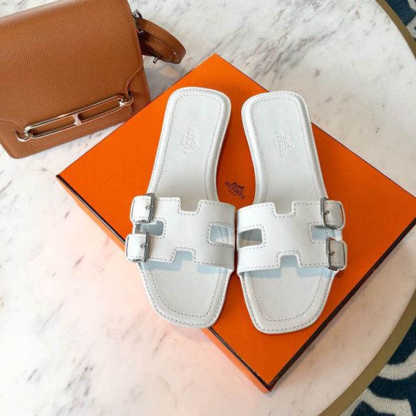 Hermes On my way Leather Women Slippers