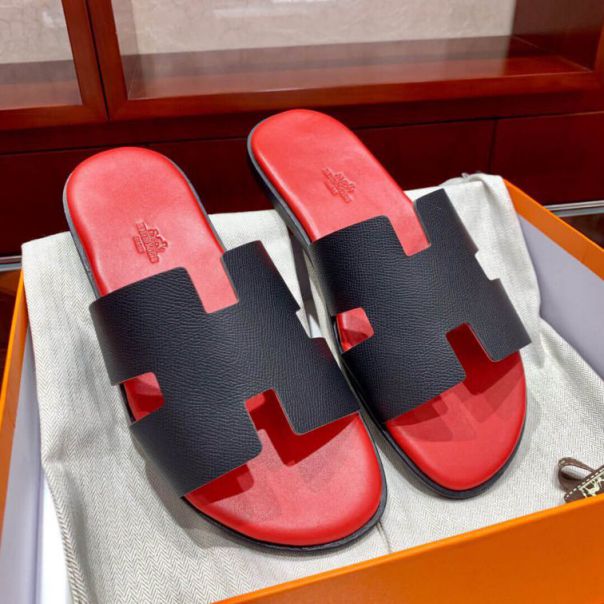 Hermes H Slippers Epsom leather Men Shoes