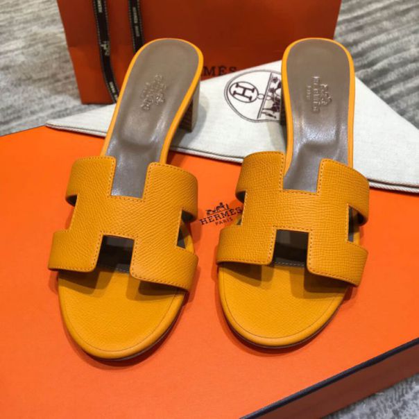 Hermes Classic Heel Epsom Women Slippers