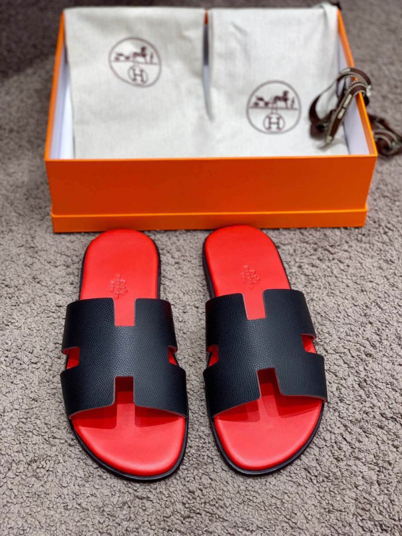 Hermes H Epsom leather Men Slippers