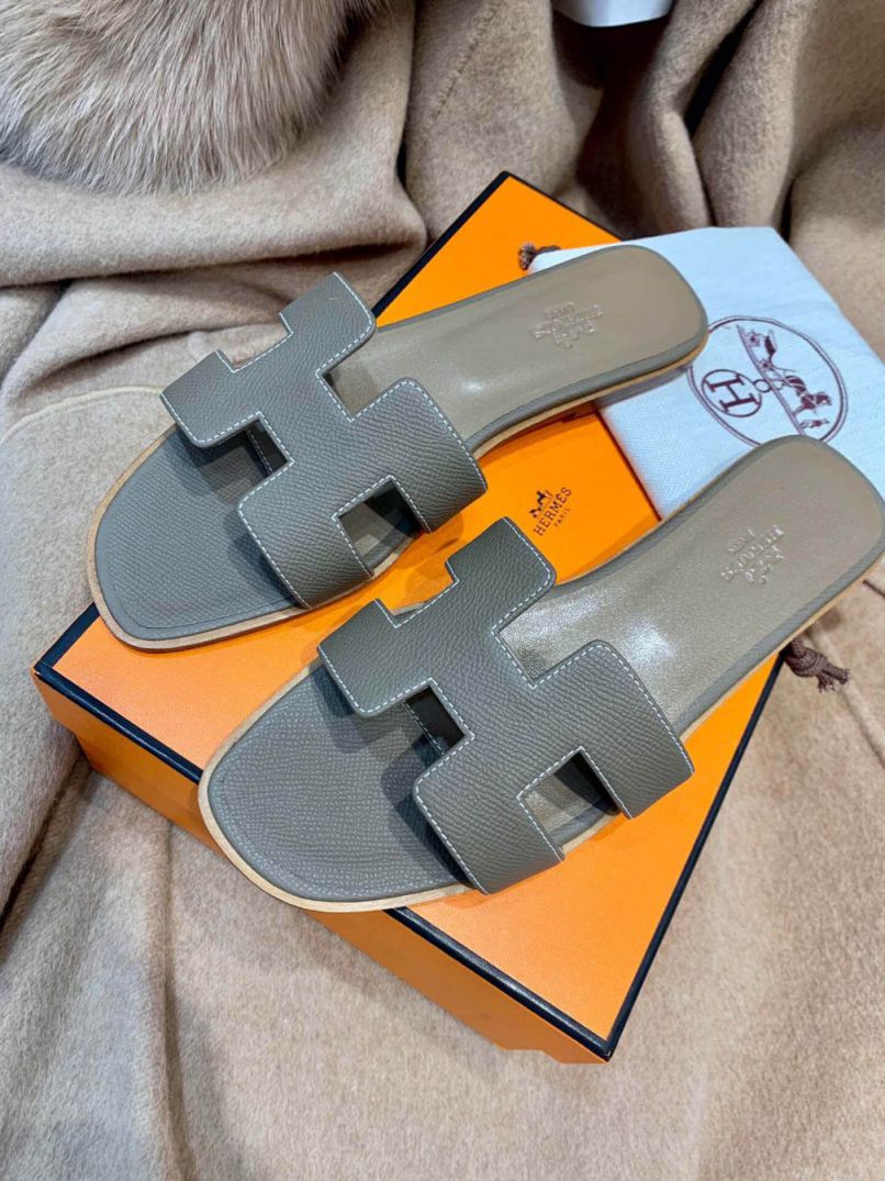 Hermes Classic Slippers Epsom Women Shoes