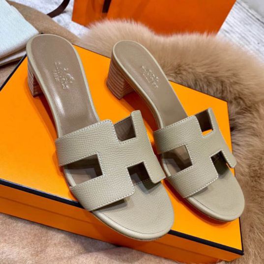 Hermes Classic Heel Epsom Women Slippers