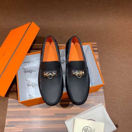 Logo Orange Leather Men Casual Shoes