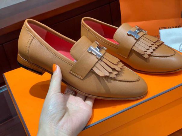 Hermes Leather Lofers tassel Flat Women Shoes