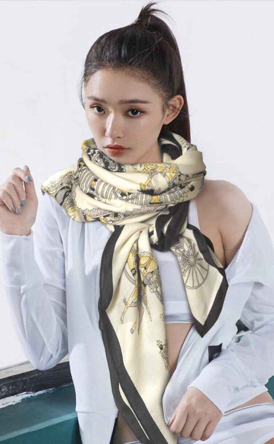 Hermes 30% Silk 70% Cashmere Women Scarves