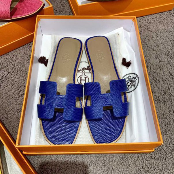 Hermes Lizard Classic Women Slippers