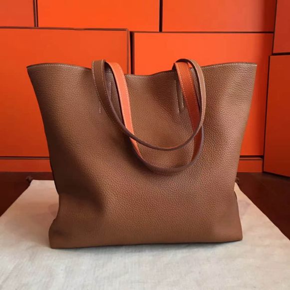 Hermes Double Sens Orange Women Tote Bags