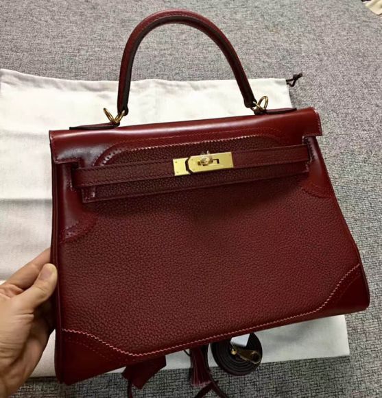 Hermes togo Box Kelly 32CM Women Tote Bags