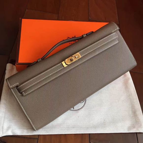 Hermes epsom Kelly 31CM Women Clutch Bags