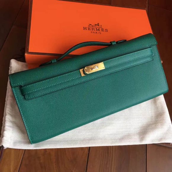 Hermes epsom Kelly 31CM Women Clutch Bags