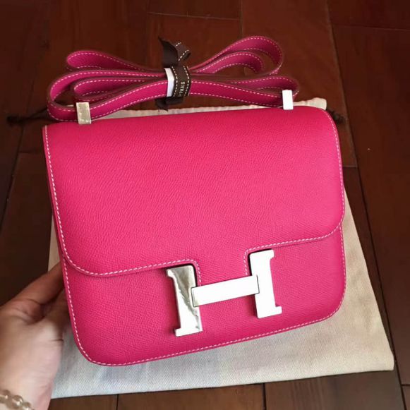 Hermes Cherry Red swif Constance 24CM Women Shoulder Bags