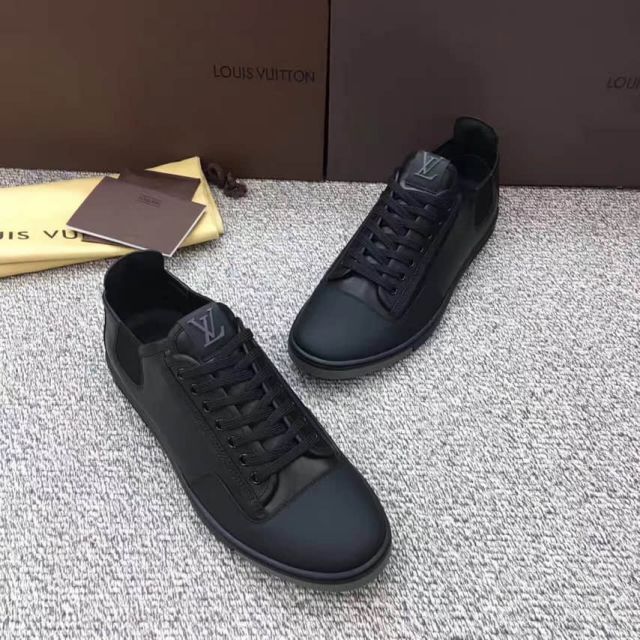 LV Black Leather Classic "logo" Men Causal Sandals