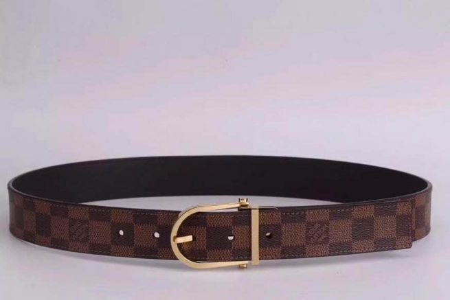 LV 3.5cm Damier Canvas Leather Silver LOGO Men Belts