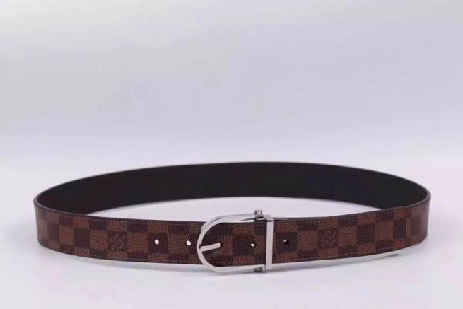 LV 3.5cm Damier Canvas Leather Silver LOGO Men Belts