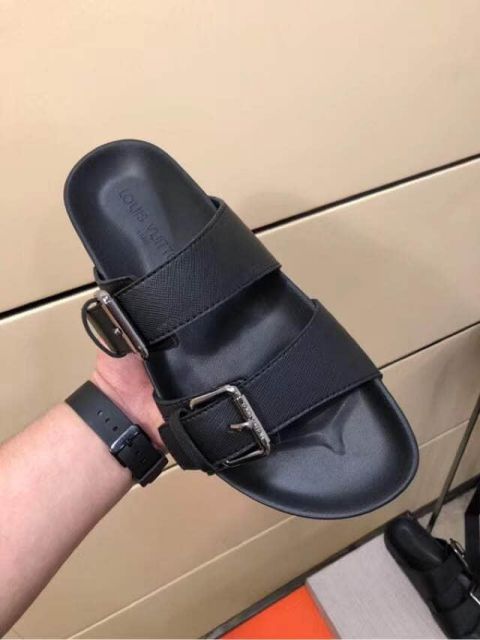 LV Leather Men Slippers