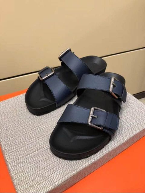 LV Leather Men Slippers