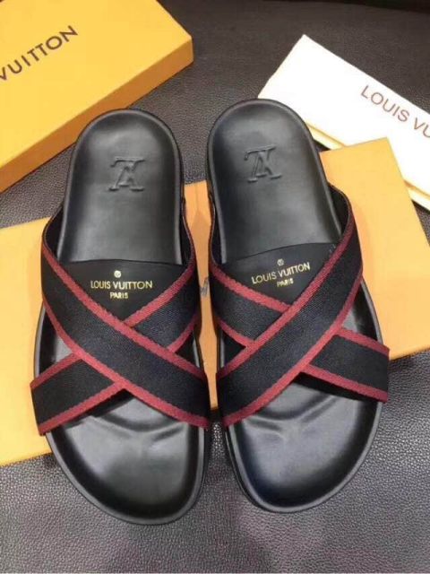 LV Men Causal Leather Slippers