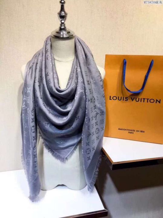 LV Paris 40% Wool Cashmere Silk Square Women Scarves