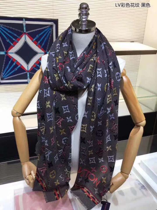 LV Cashmere Monogram Canvas Square Women Scarves