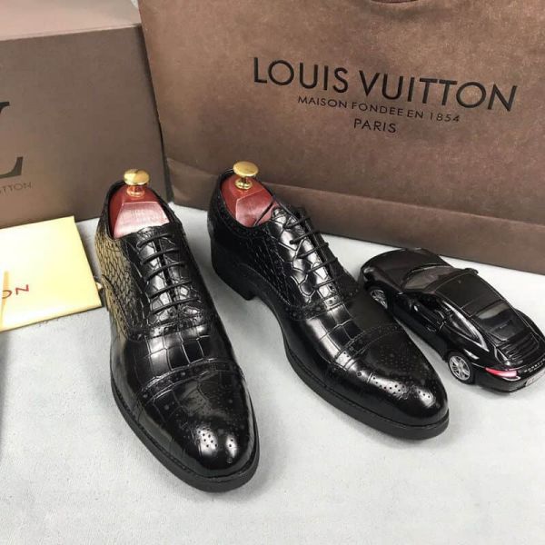 LV Leather Crocodile Men Leather Shoes