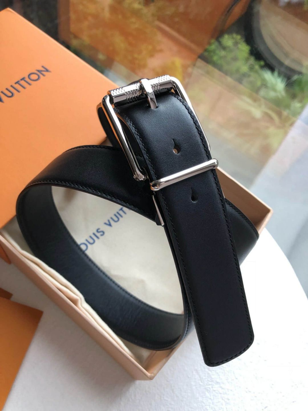 LV Leather Metal Buckle 3.5cm Men Belts