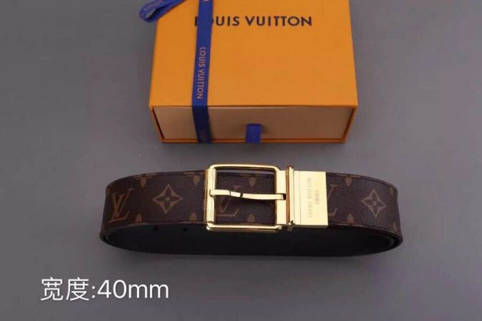 LV 40mm Monogram Canvas Leather Silver LOGO Men Belts