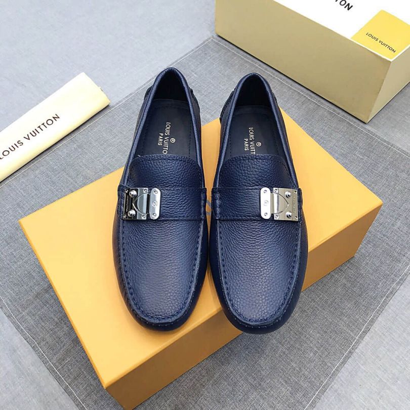 2019 LV Leather Black Men Loafers